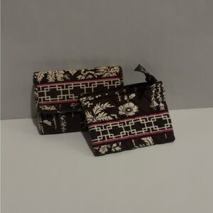 Brown and White Floral Vera Bradley Wallet and Coin Purse